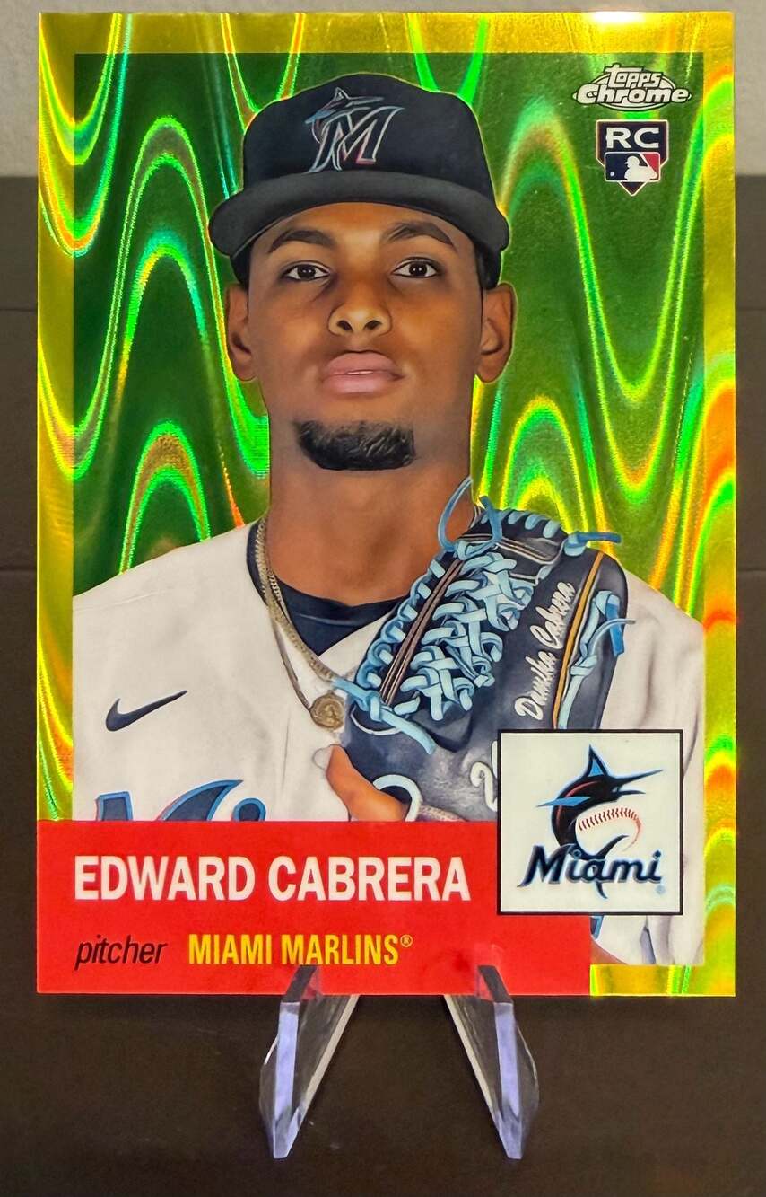 2022 Topps Chrome Platinum Edward Cabrera Rookie Yellow RayWave Refractor /250